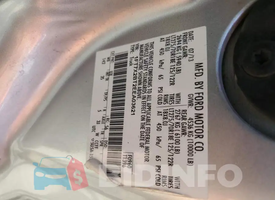 1FT7X2BT2EEA03621 Photo# 12