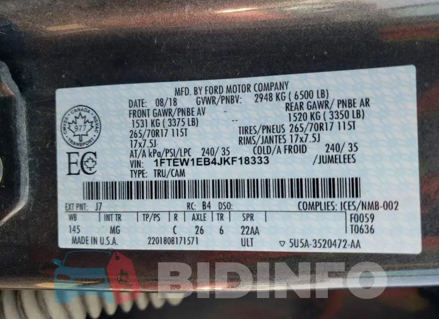 1FTEW1EB4JKF18333 Photo# 12