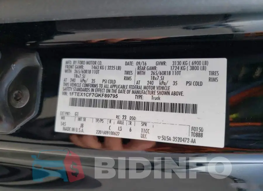 1FTEX1CF7GKF89795 Photo# 12