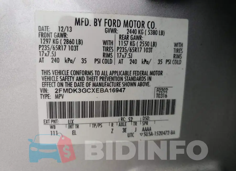 2FMDK3GCXEBA16947 Photo# 12