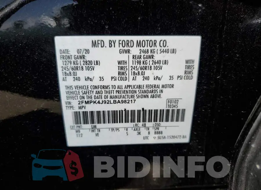 2FMPK4J92LBA98217 Photo# 12