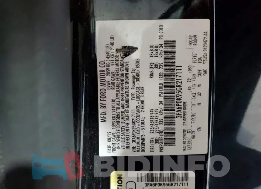 3FA6P0K95GR217111 Photo# 13