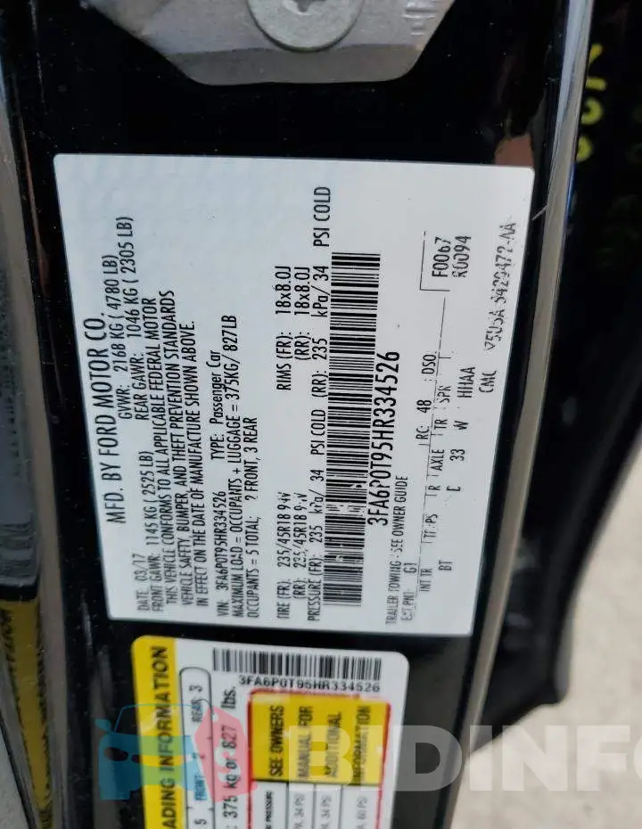 3FA6P0T95HR334526 Photo# 12