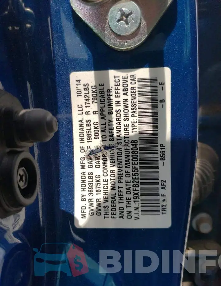 19XFB2E55FE008048 Photo# 12