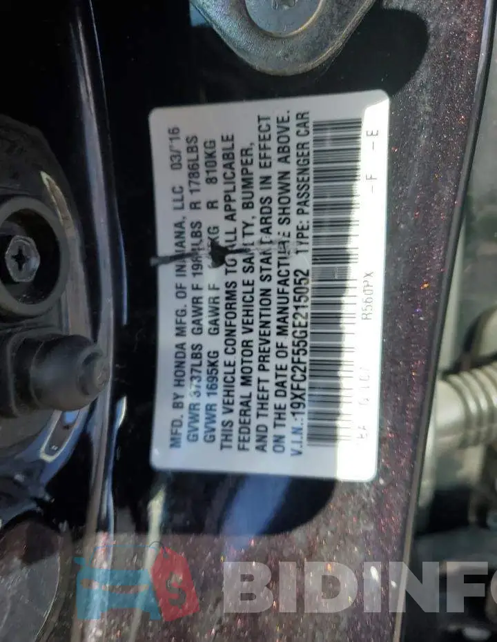 19XFC2F55GE215052 Photo# 12