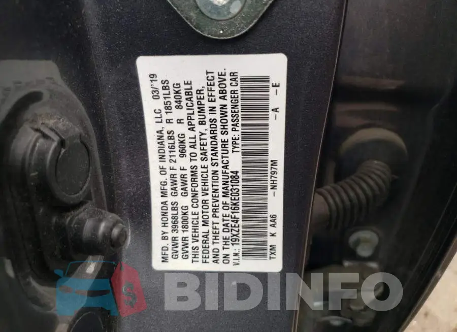 19XZE4F16KE031084 Photo# 12