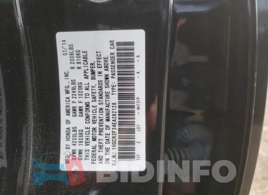 1HGCR2F34EA282128 Photo# 12