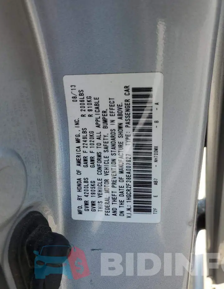 1HGCR2F38EA007927 Photo# 12