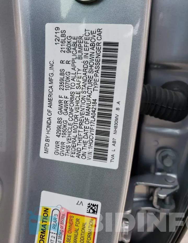 1HGCV1F17LA042184 Photo# 12