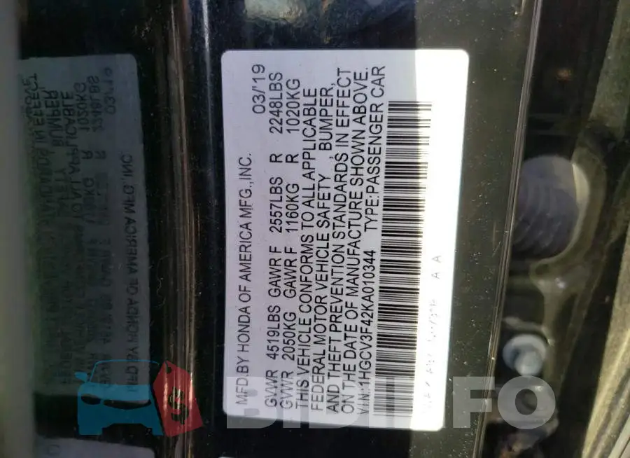 1HGCV3F42KA010344 Photo# 13