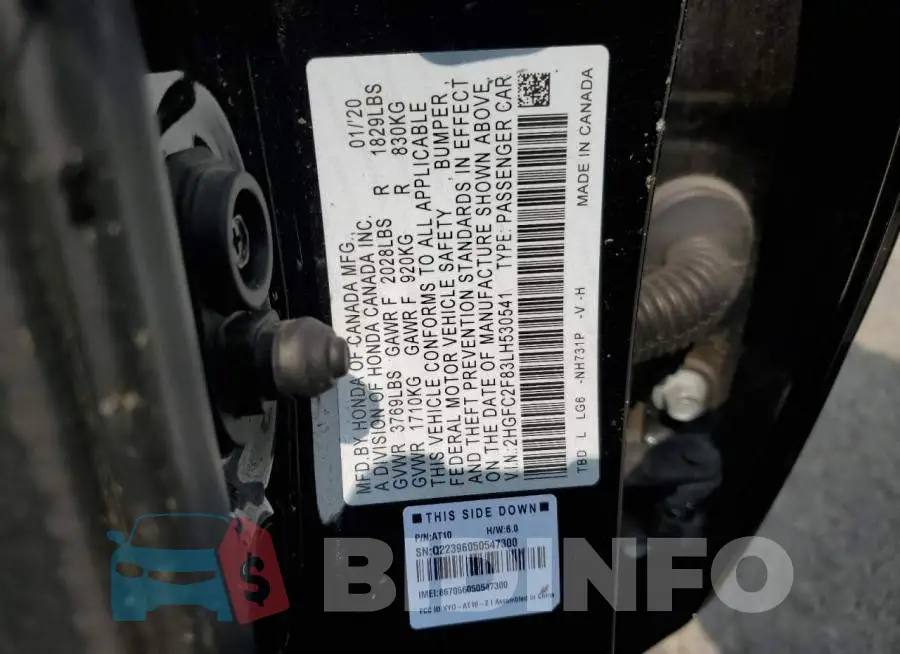 2HGFC2F83LH530541 Photo# 12