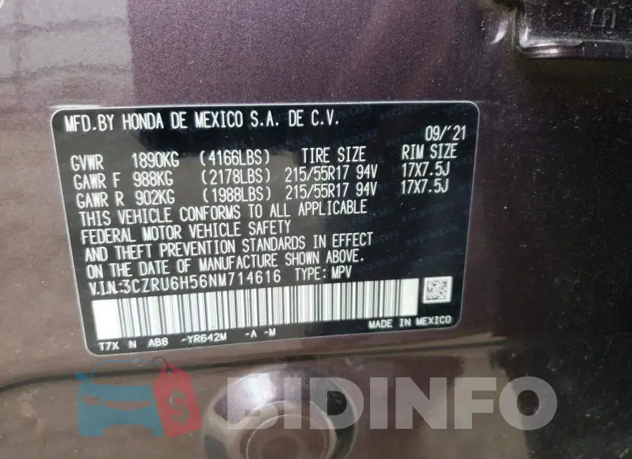 3CZRU6H56NM714616 Photo# 13