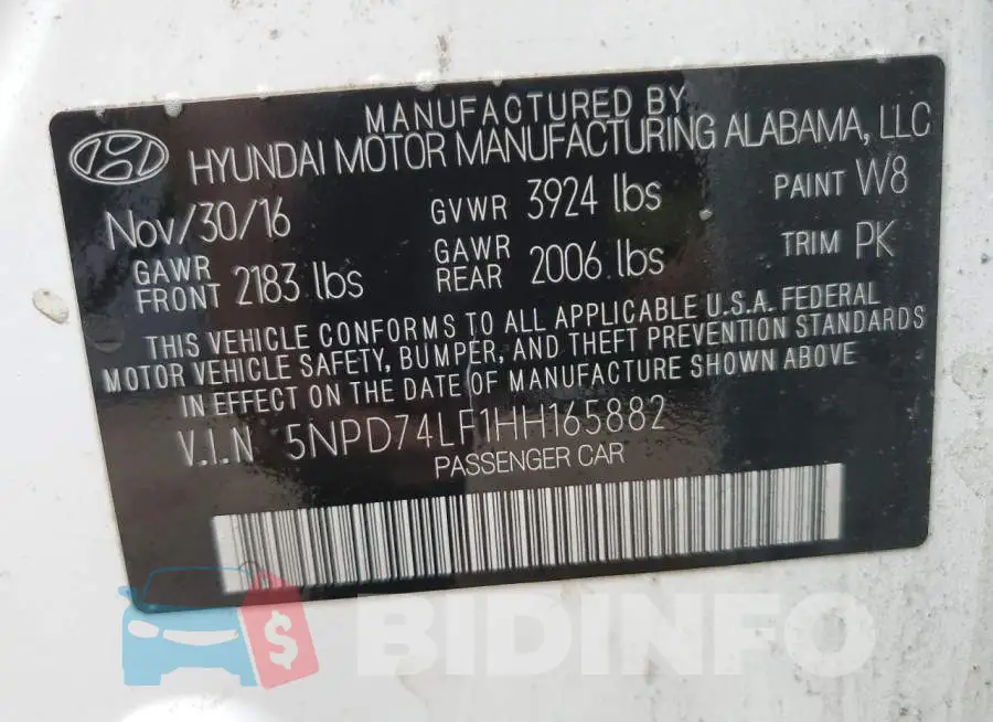 5NPD74LF1HH165882 Photo# 12
