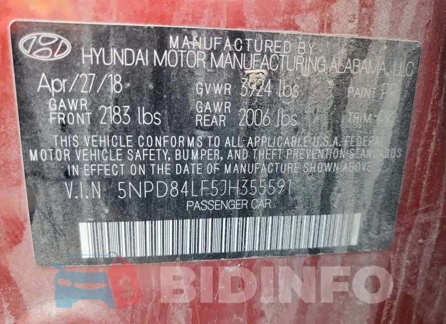 5NPD84LF5JH355591 Photo# 13