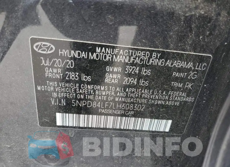 5NPD84LF7LH608302 Photo# 12