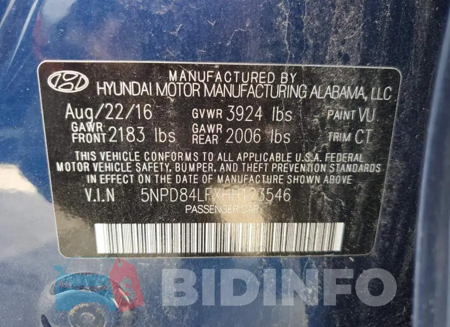 5NPD84LFXHH123546 Photo# 13
