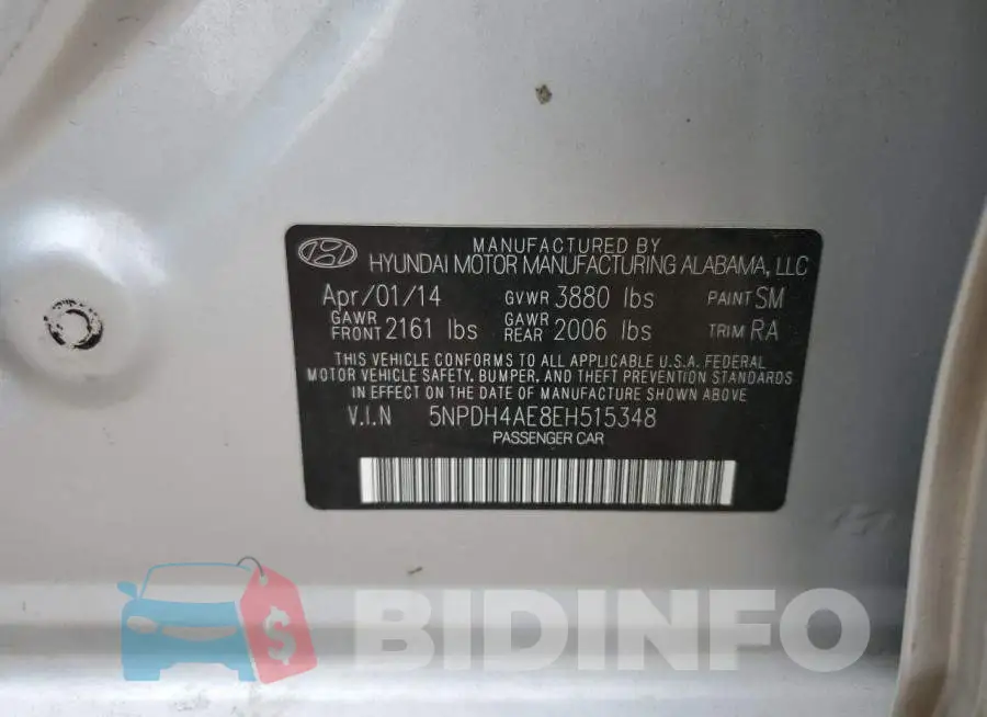 5NPDH4AE8EH515348 Photo# 13