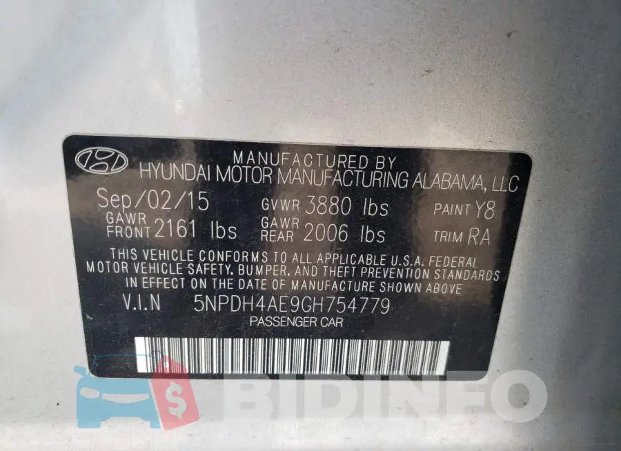 5NPDH4AE9GH754779 Photo# 12