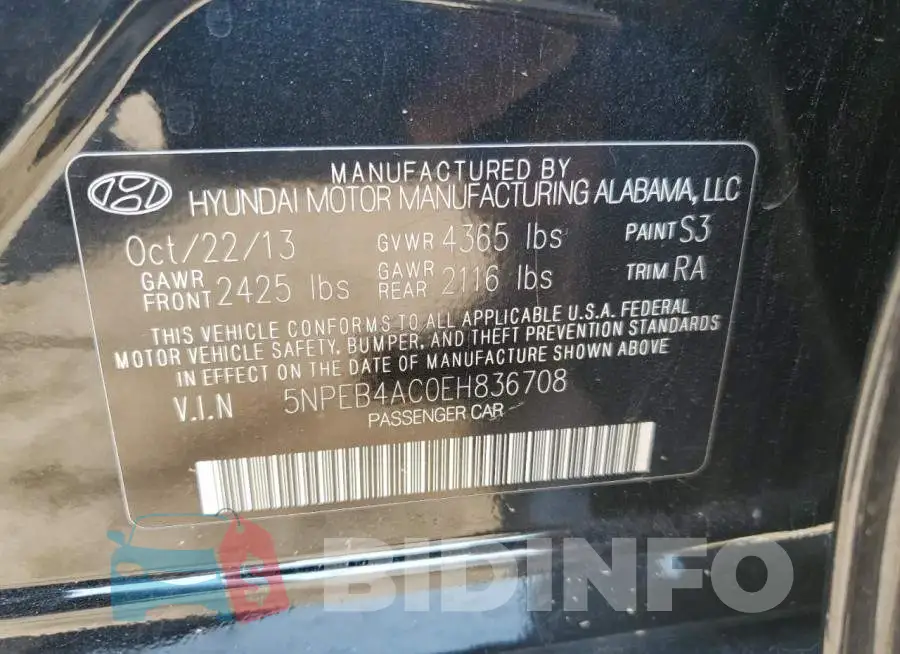 5NPEB4AC0EH836708 Photo# 12