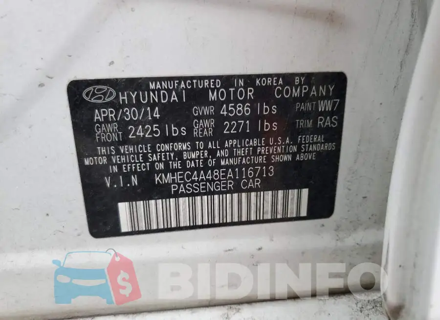 KMHEC4A48EA116713 Photo# 12