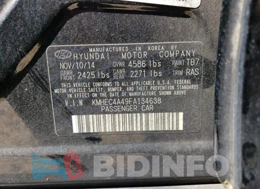 KMHEC4A49FA134638 Photo# 12