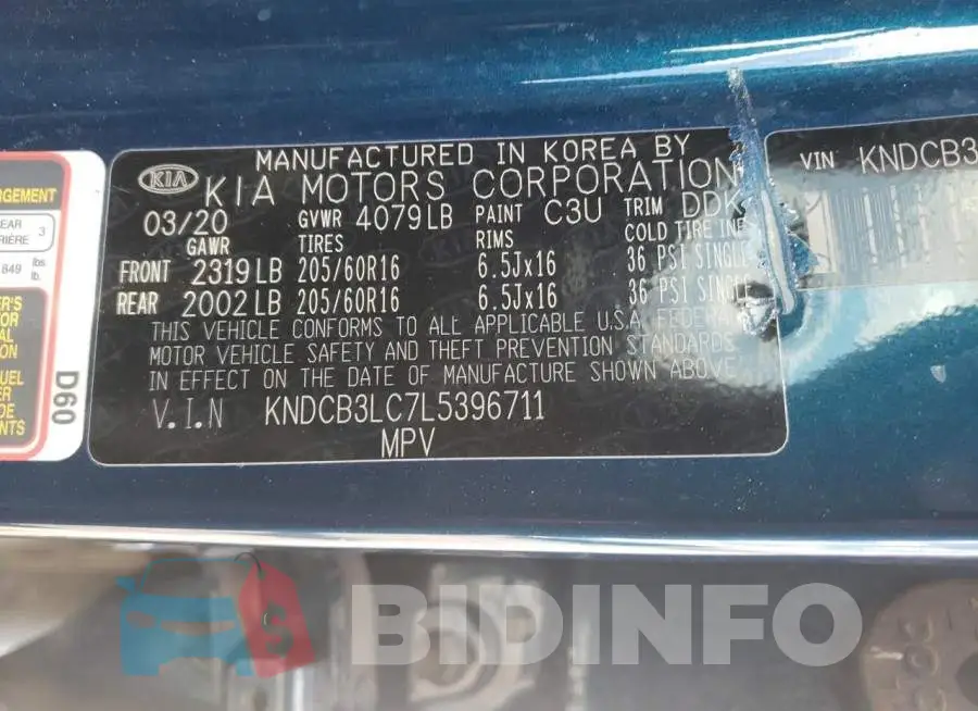 KNDCB3LC7L5396711 Photo# 12