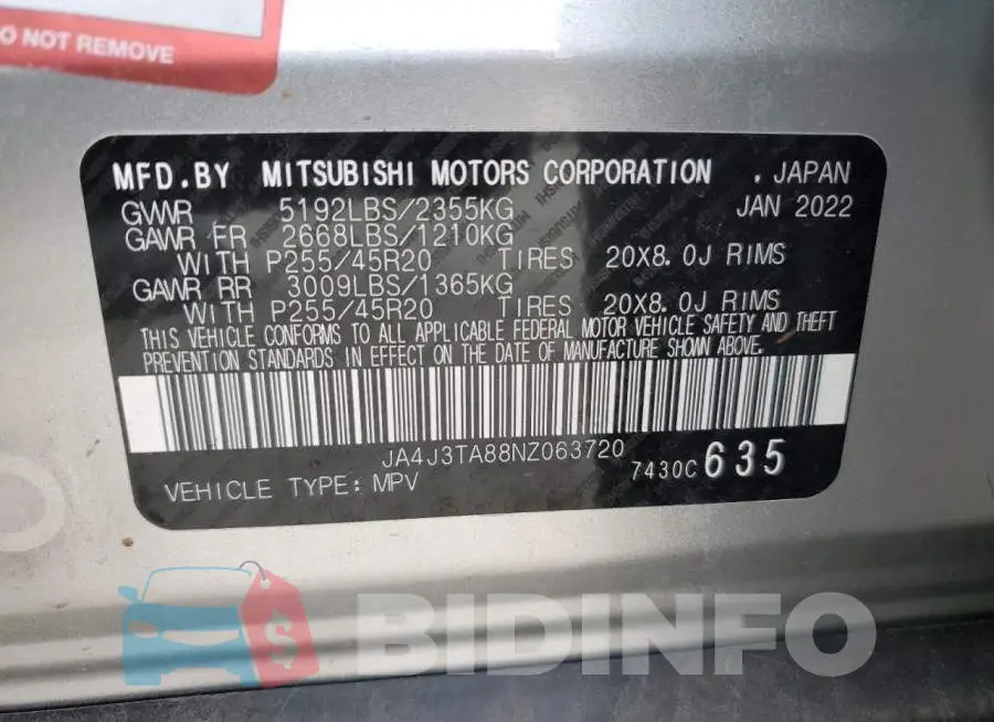 JA4J3TA88NZ063720 Photo# 13