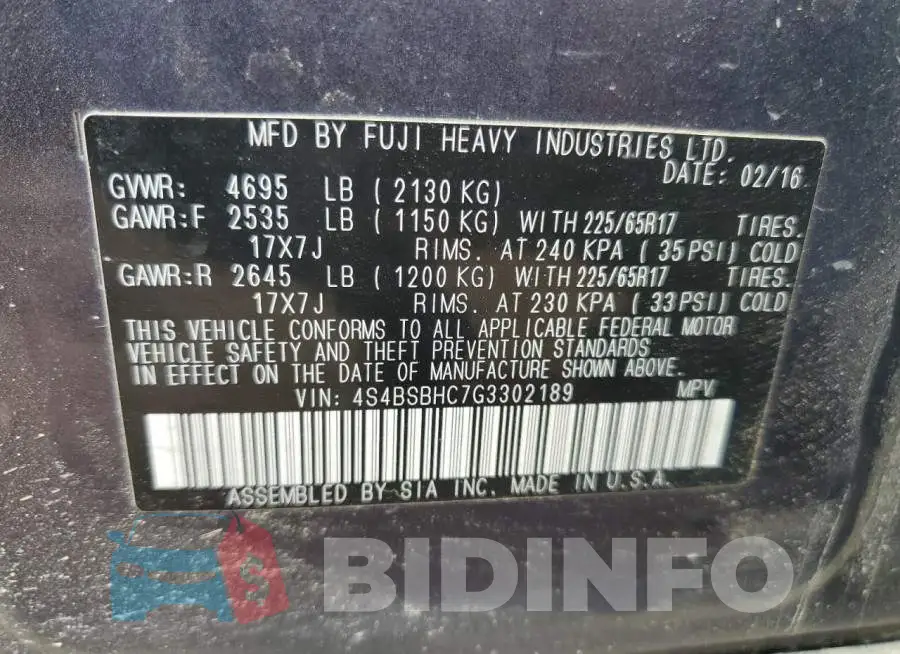 4S4BSBHC7G3302189 Photo# 12