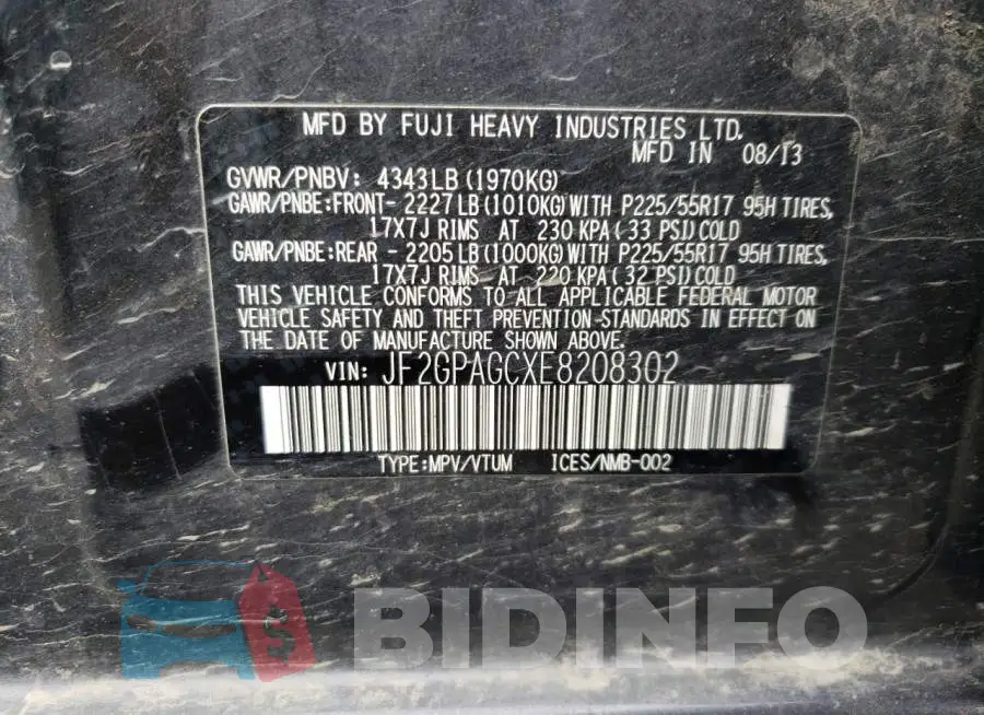 JF2GPAGCXE8208302 Photo# 13
