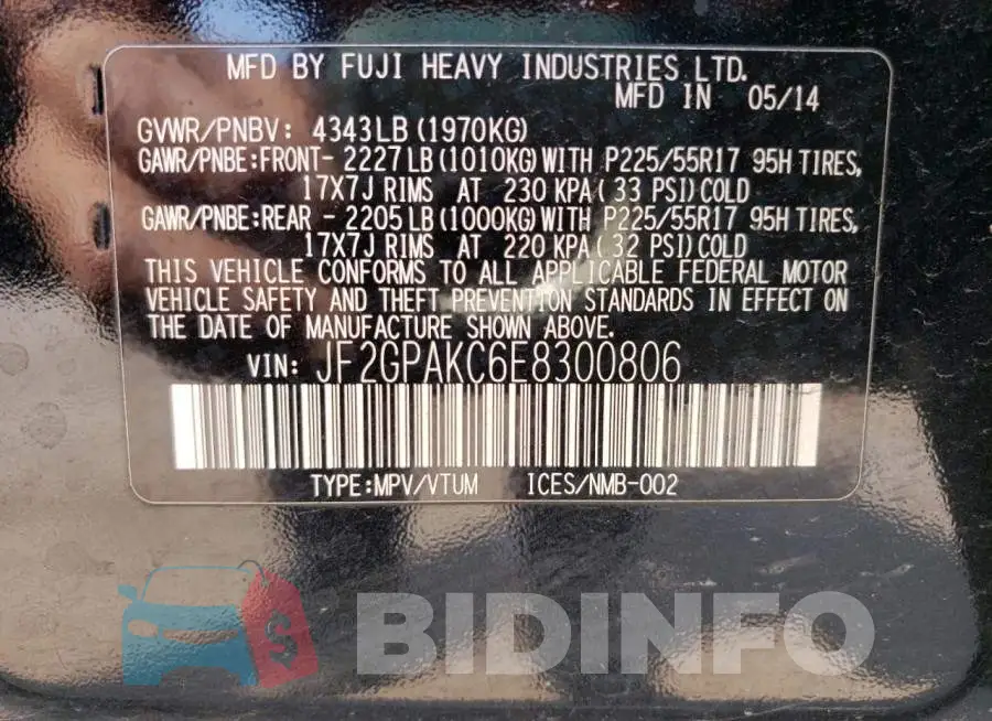 JF2GPAKC6E8300806 Photo# 13