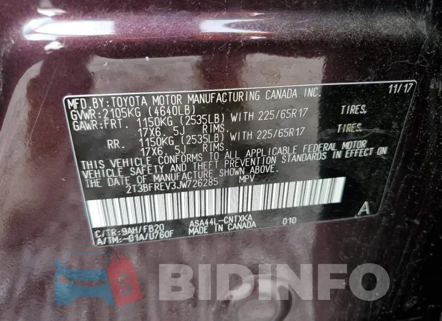 2T3BFREV3JW726285 Photo# 13