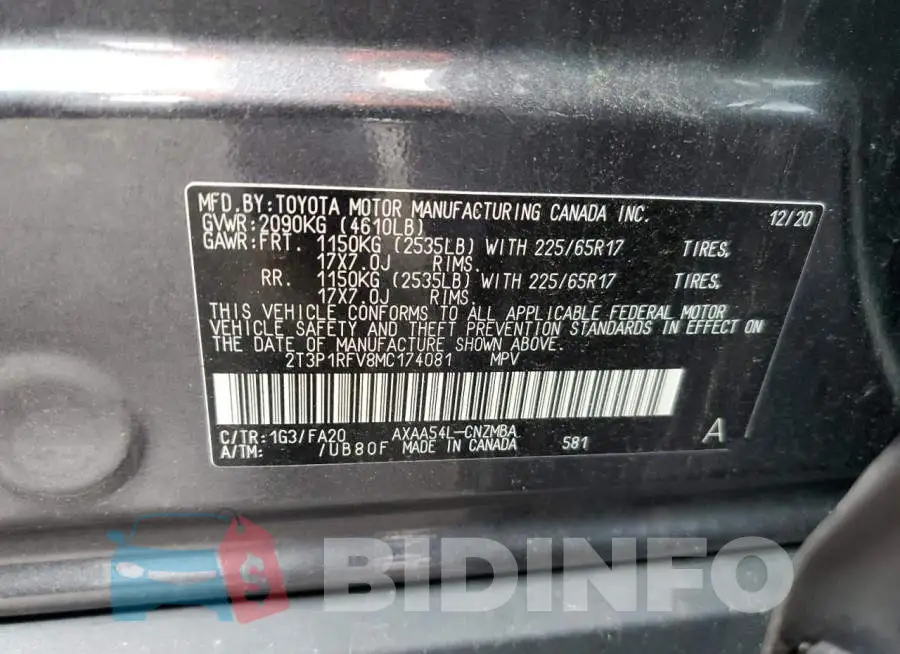 2T3P1RFV8MC174081 Photo# 13