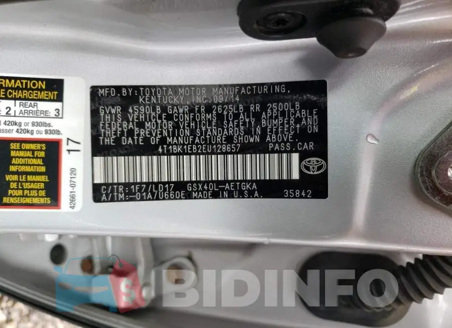 4T1BK1EB2EU128657 Photo# 12