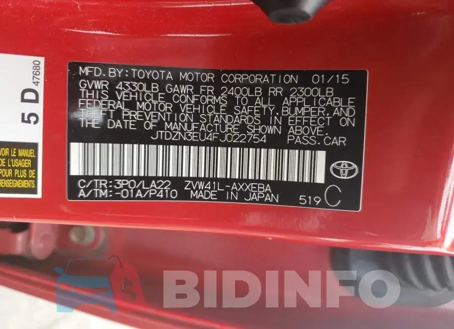 JTDZN3EU4FJ022754 Photo# 12