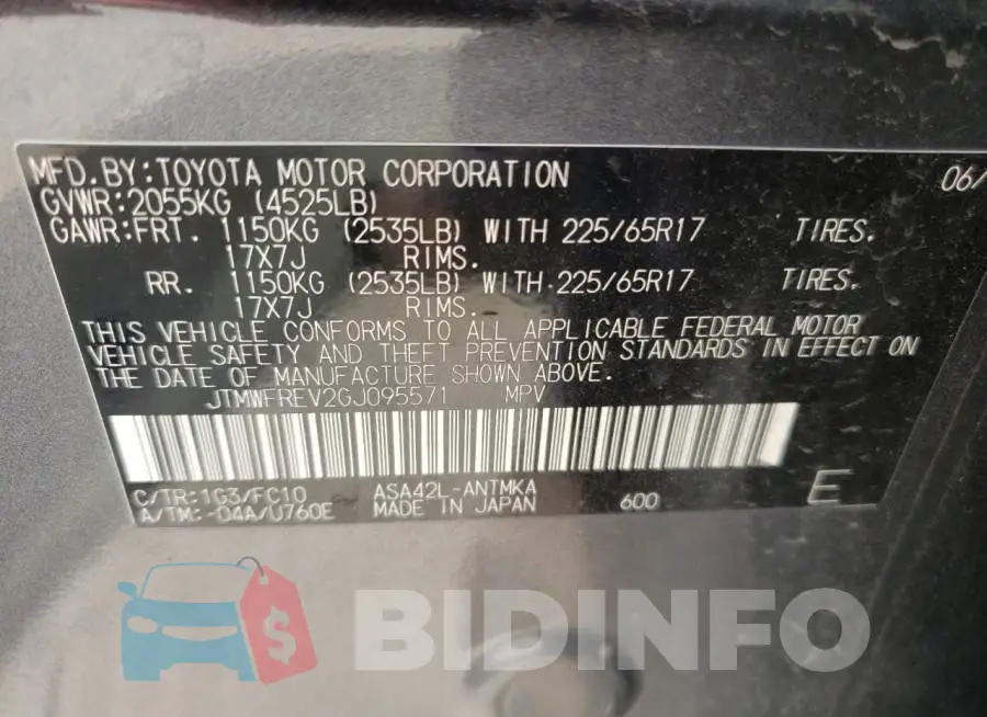 JTMWFREV2GJ095571 Photo# 10
