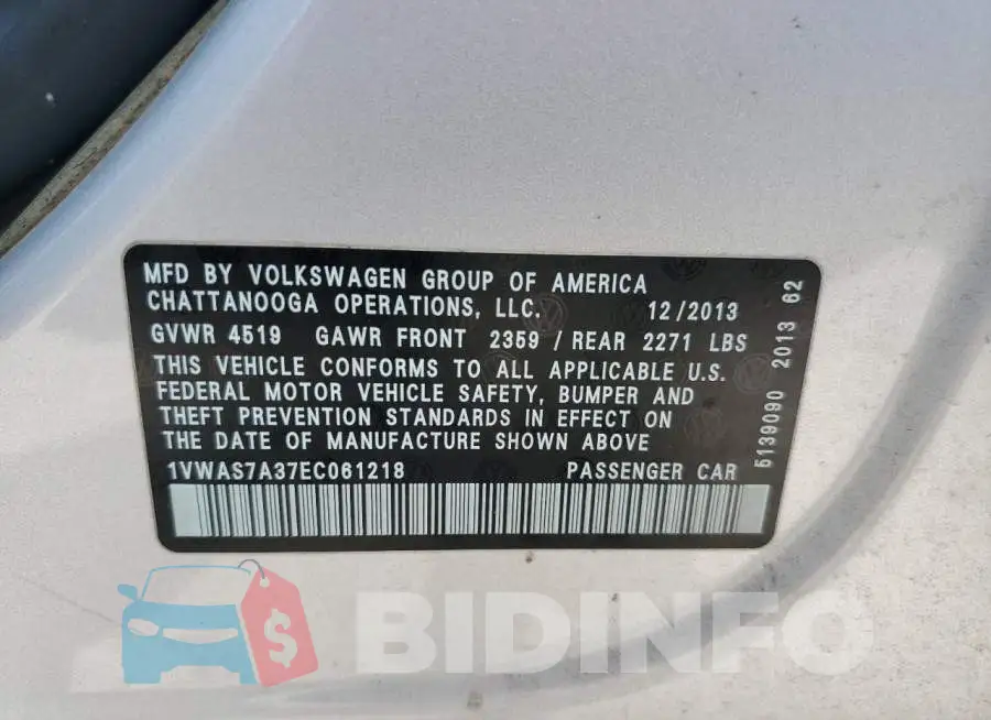 1VWAS7A37EC061218 Photo# 12