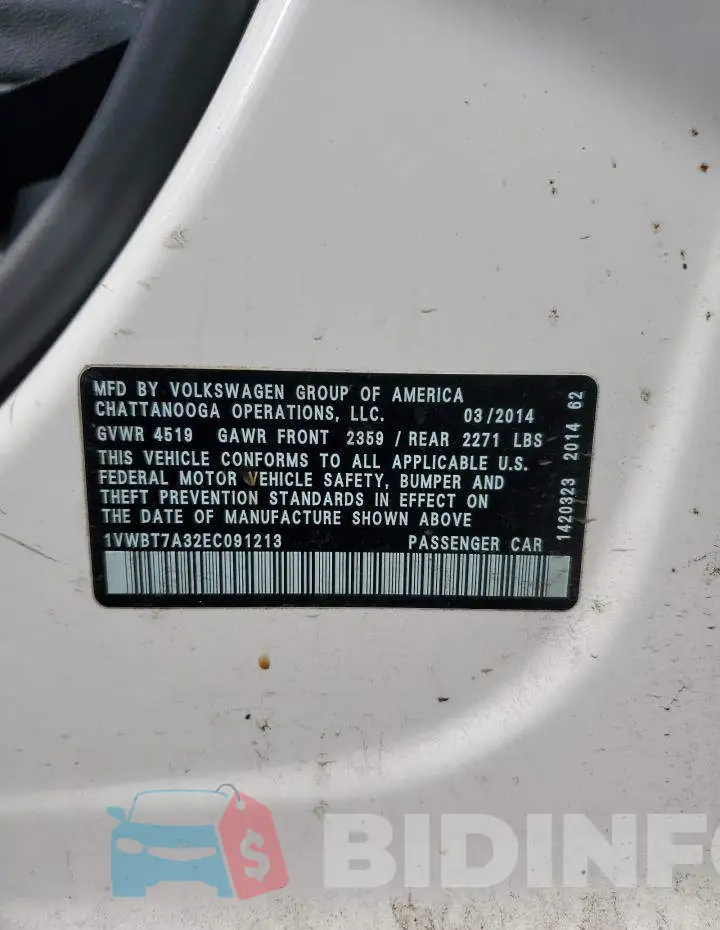 1VWBT7A32EC091213 Photo# 12