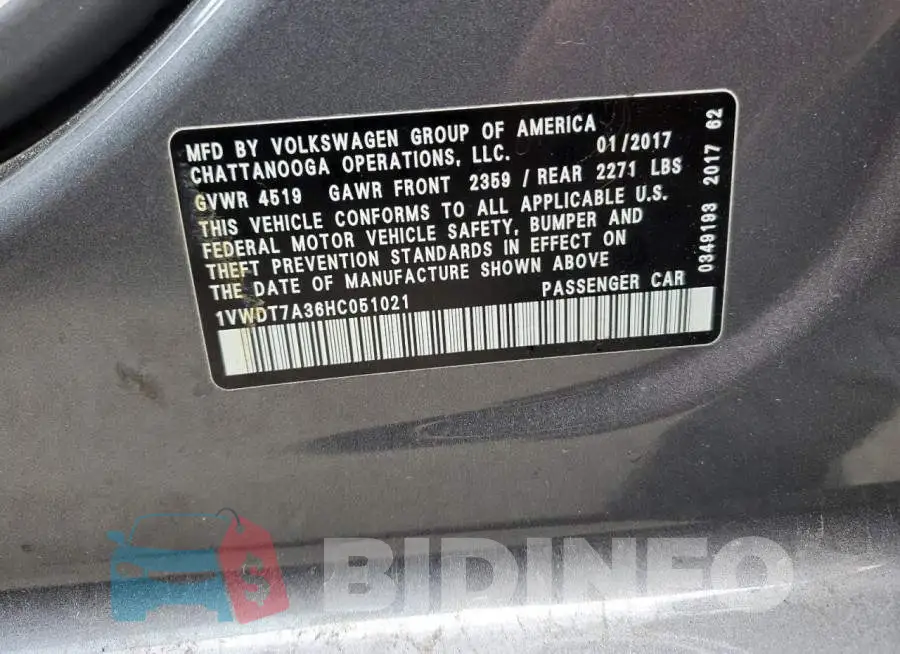1VWDT7A36HC051021 Photo# 12