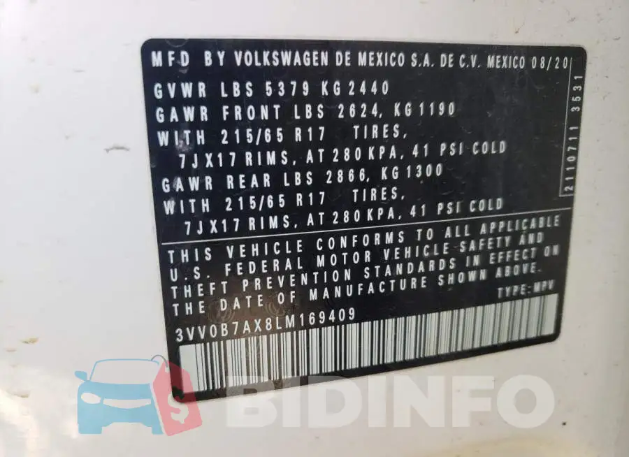 3VV0B7AX8LM169409 Photo# 13