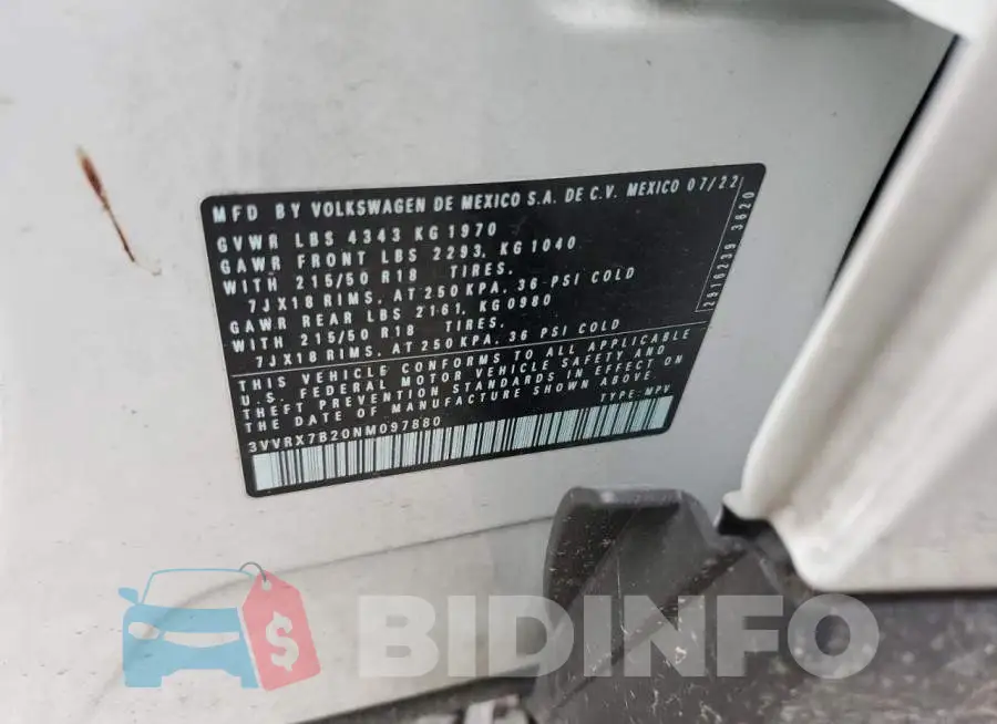3VVRX7B20NM097880 Photo# 13