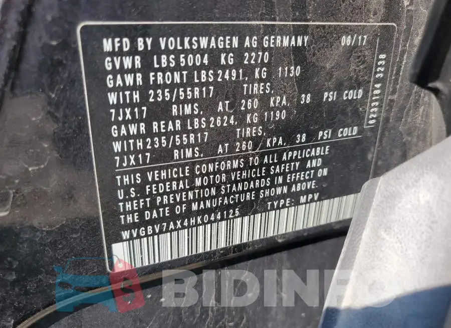 WVGBV7AX4HK044125 Photo# 12