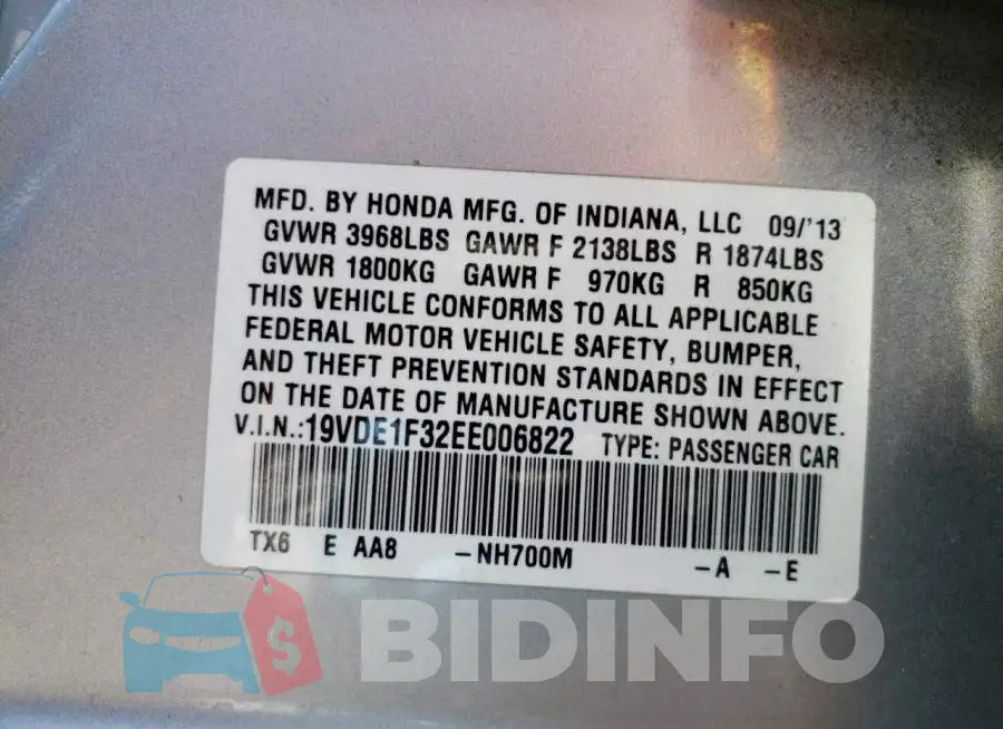 19VDE1F32EE006822 Photo# 12