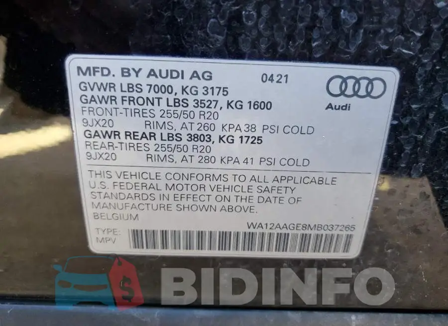 WA12AAGE8MB037265 Photo# 12