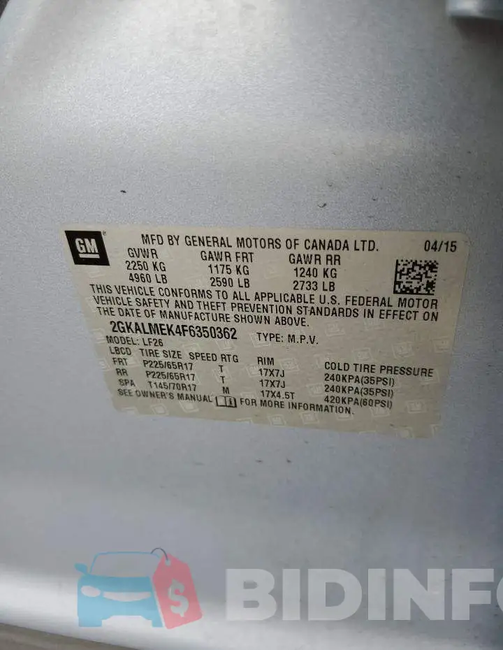 2GKALMEK4F6350362 Photo# 13