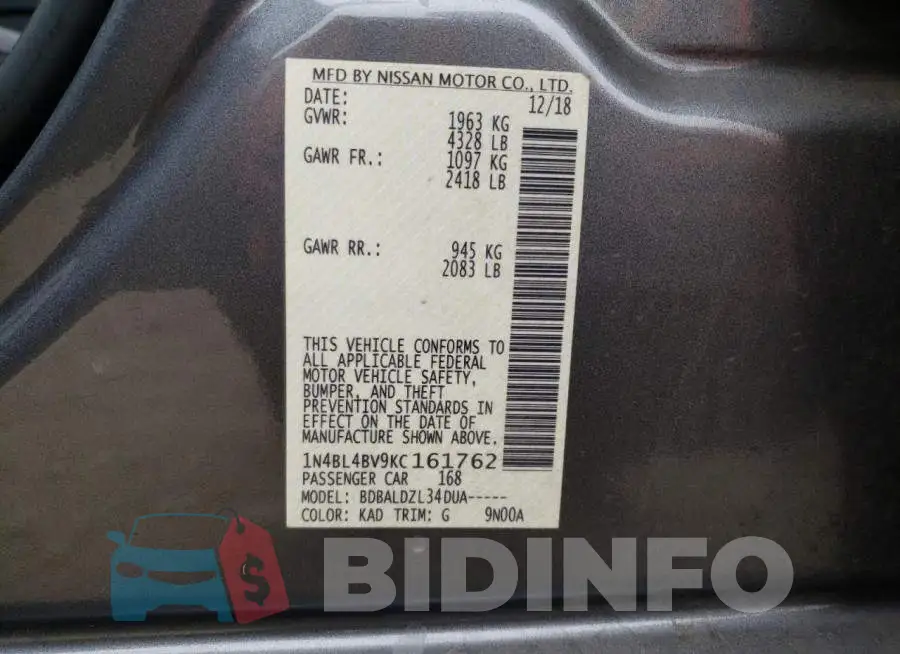 1N4BL4BV9KC161762 Photo# 12