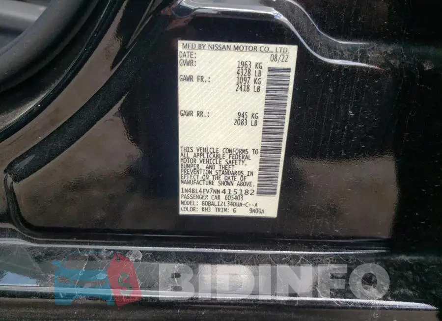 1N4BL4EV7NN415182 Photo# 12
