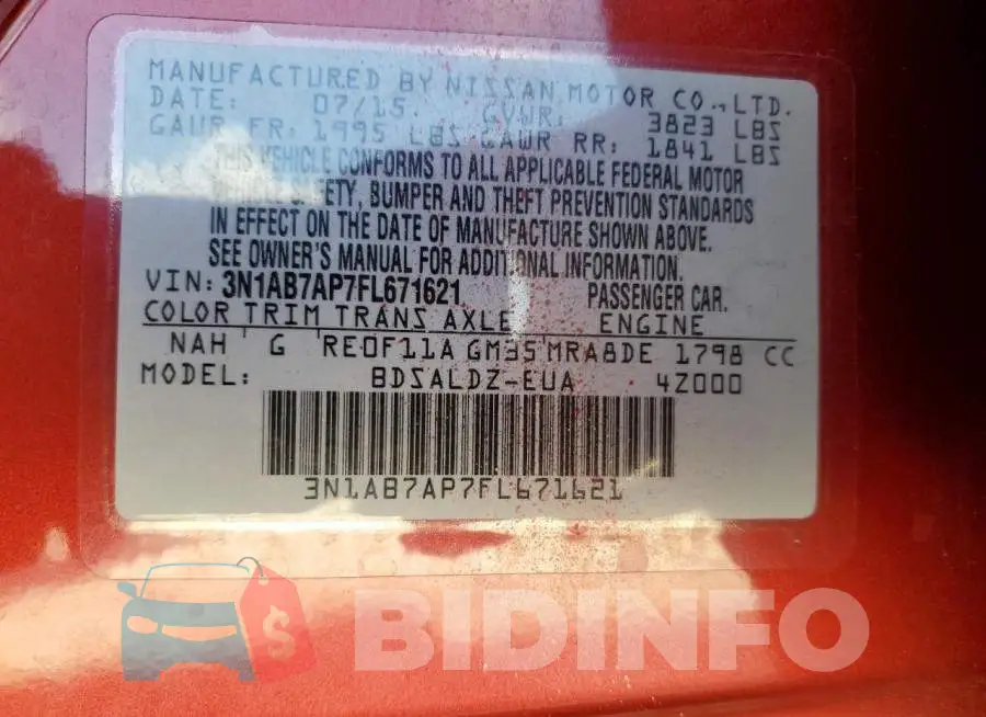 3N1AB7AP7FL671621 Photo# 13