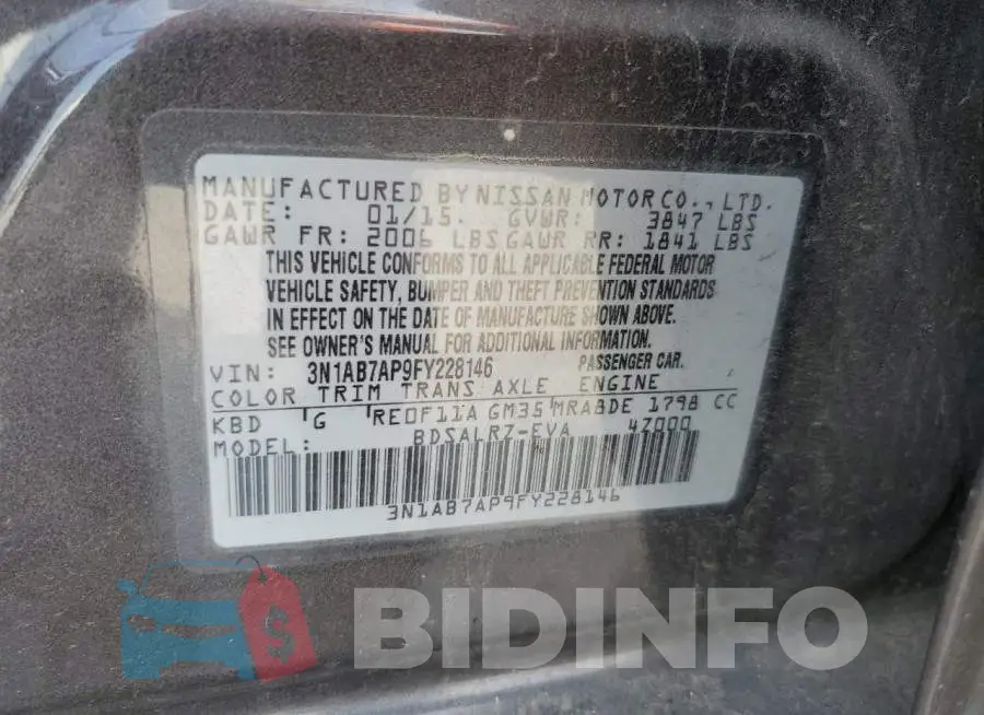 3N1AB7AP9FY228146 Photo# 12