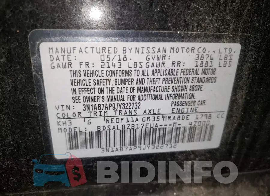 3N1AB7AP9JY322732 Photo# 12