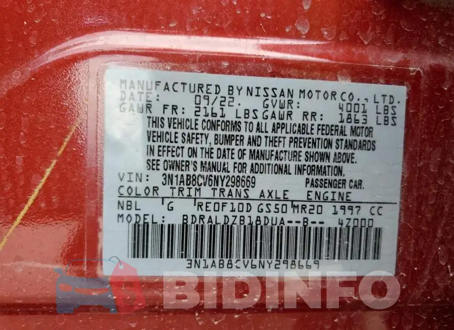 3N1AB8CV6NY298669 Photo# 12